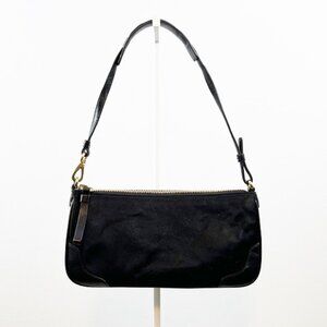 RARE Coach Vintage Soft Satin Black Leather Mini Shoulder Bag Wristlet 8313
